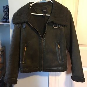 Forever 21 Army Green Moto Jacket Size Medium